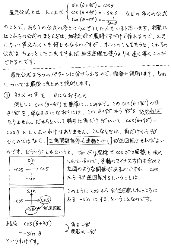 三角関数 還元公式の覚え方